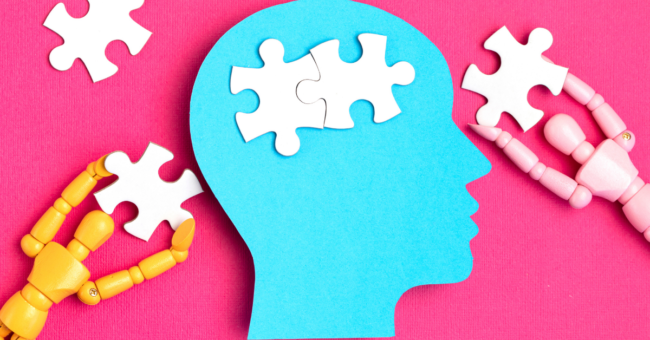 Puzzle pieces fitting in a head