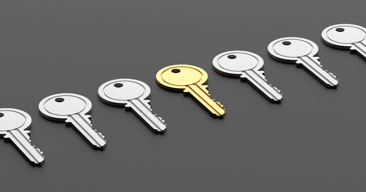 a golden key among many silver keys