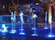 Water feature glowing brilliantly