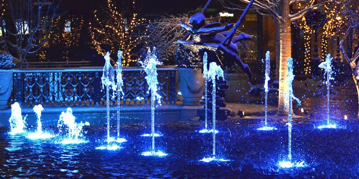 Water feature glowing brilliantly